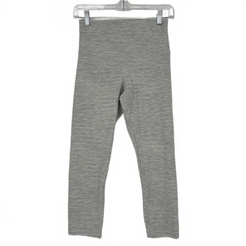 Lululemon Gray Striped High-Waisted 21" Cropped Leggings Size 6